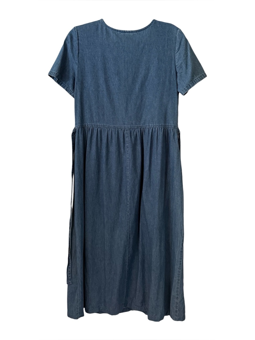 Uni Mondo | 90s Vintage Prairiecore Embroidered Midi Denim Dress | Size 6 - Picture 5 of 7